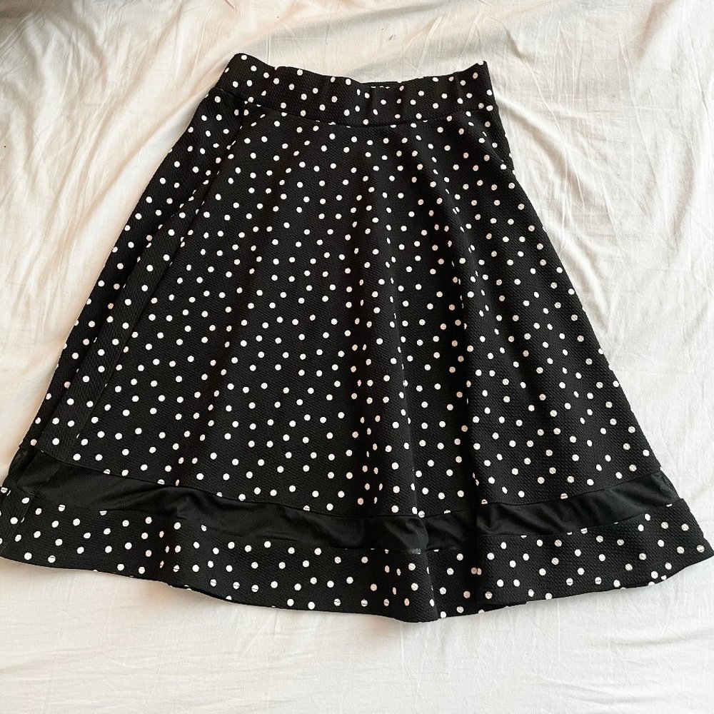 Black and White Polka Dot Mid Length Circle Skirt